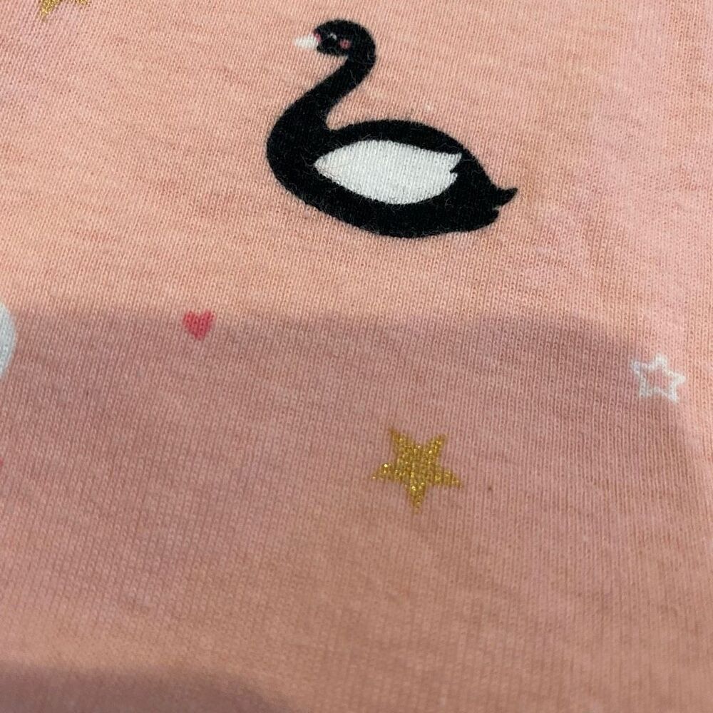 Carters One Piece Footed Pajamas Peach Swan Star Pattern Snug Fit Size 5T - Picture 3 of 9